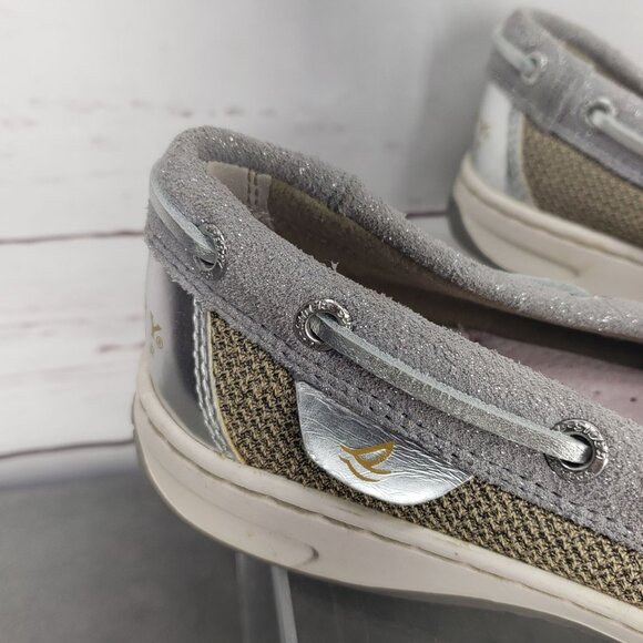 Sperry Top Sider Gray Women's Size 5 Medium Leather Fabric Uppers Boat Shoes - Picture 9 of 12